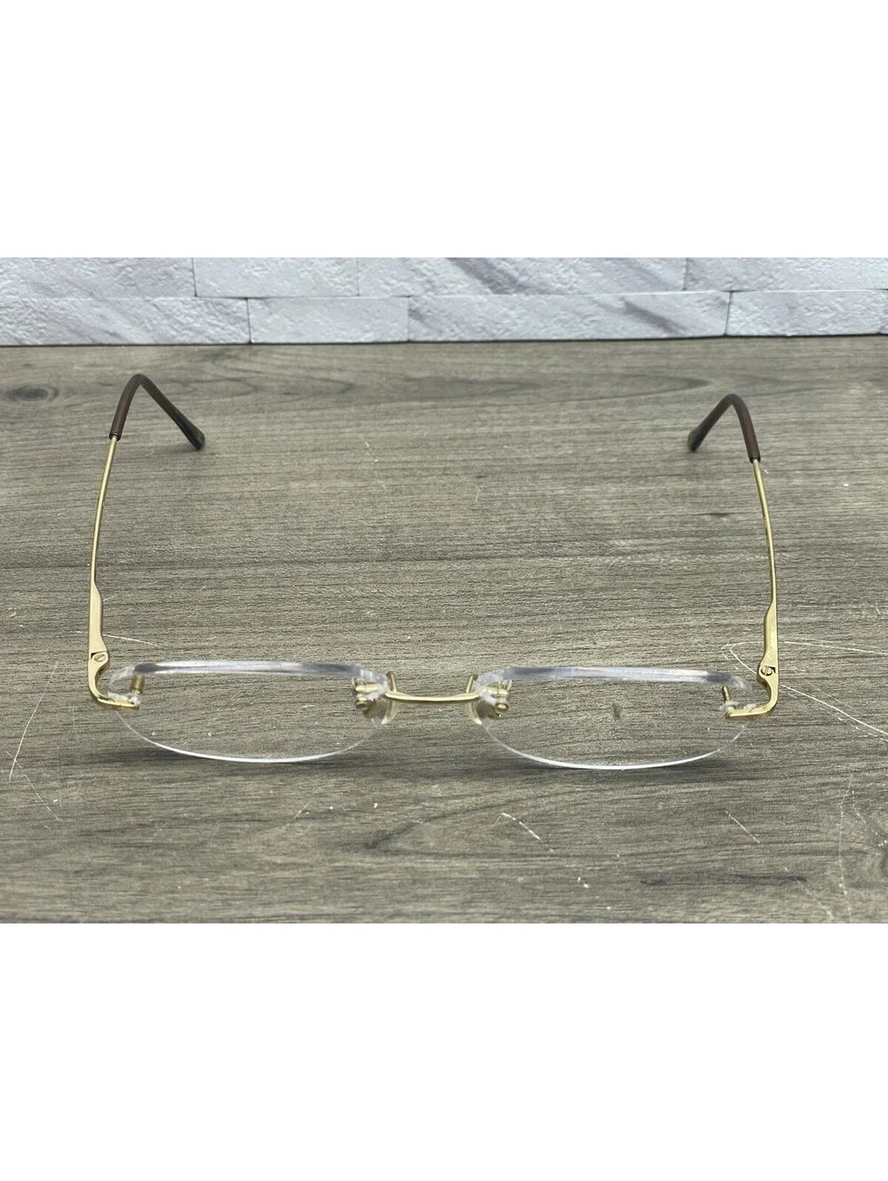 Chanel Eyeglasses Frames 2095 c.125 Yellow Gold Rimless Rectangle 51-16-135 READ